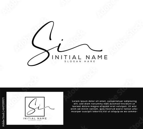 S I SI initial letter handwriting and signature logo