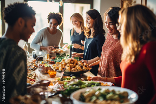 Friends Enjoying a Feast at a Social Gathering