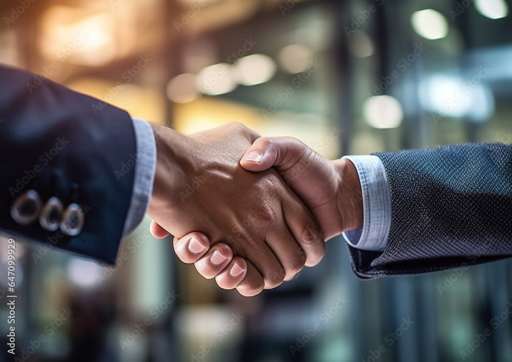 Business people handshake after contract signing.Macro.AI Generative Business people handshake after contract signing.Macro.AI Generative