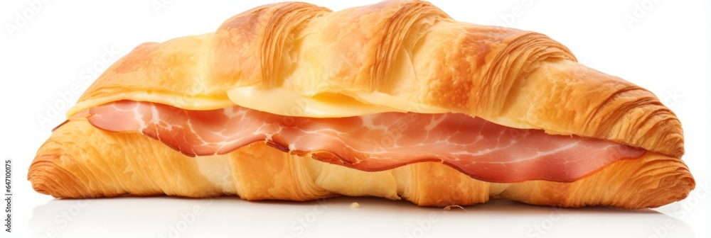 Cheese And Ham Croissant On A White Background