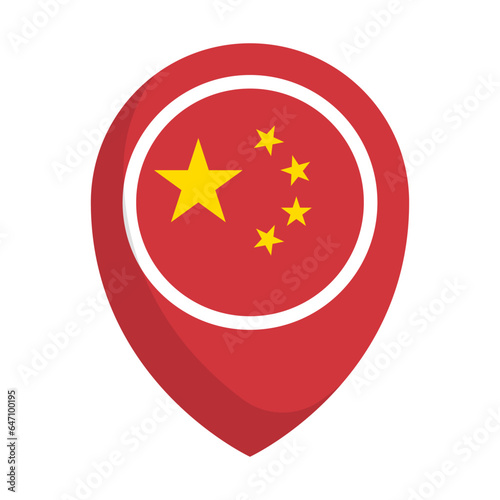 Flat designed Chinese flag map pin icon. Vector. Free Download Flat designed Chinese flag map pin icon. Vector. - GFXLoad