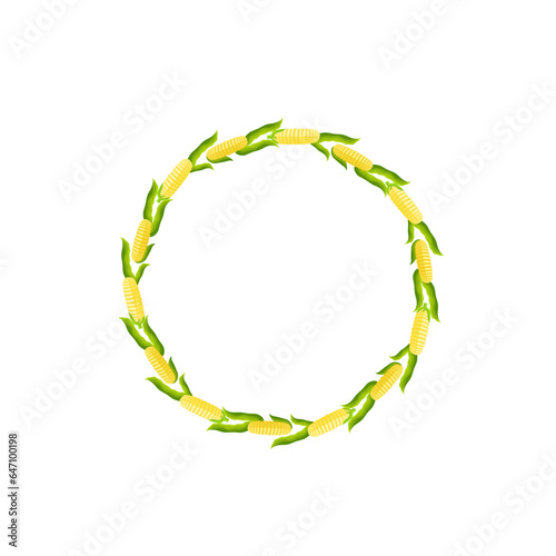 sweet corn vegetable round frame cartoon style