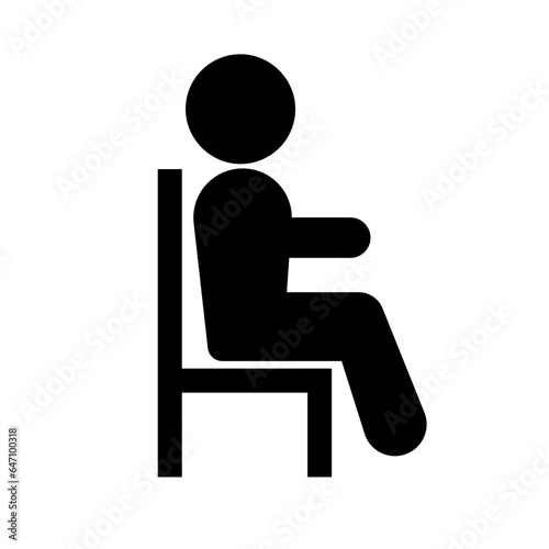 Person sitting on chair silhouette icon. Seated. Vector.