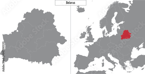 map of Belarus and location on Europe map