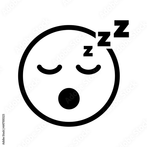 Simple sleeping person face icon. Vector.