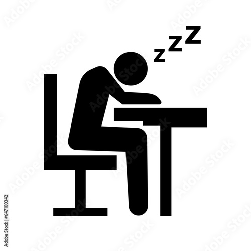 Person dozing with head down on a desk. Vector.