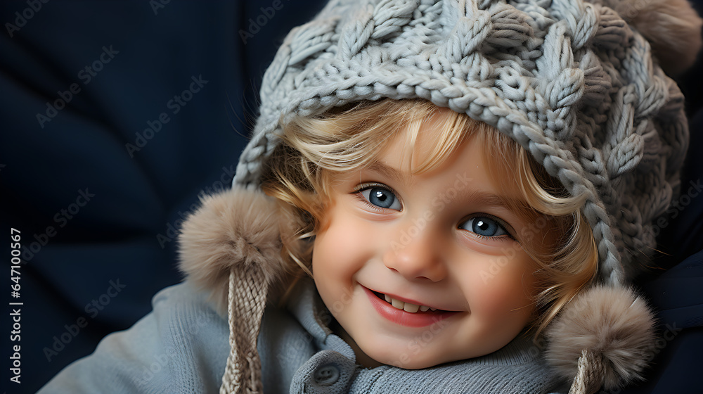 Little baby boy with knitted hat Little baby boy with knitted hat