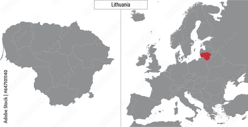 map of Lithuania and location on Europe map