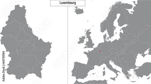 map of Luxembourg and location on Europe map