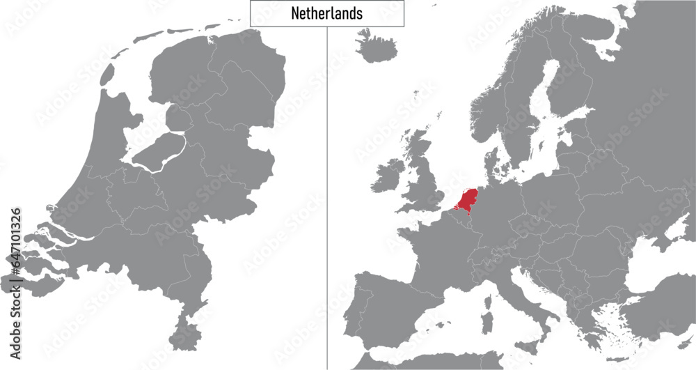 Obraz premium map of Netherlands and location on Europe map