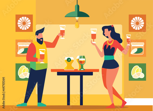 Oktoberfest party with flat vector design