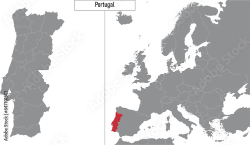 map of Portugal and location on Europe map