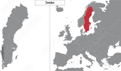map of Sweden and location on Europe map