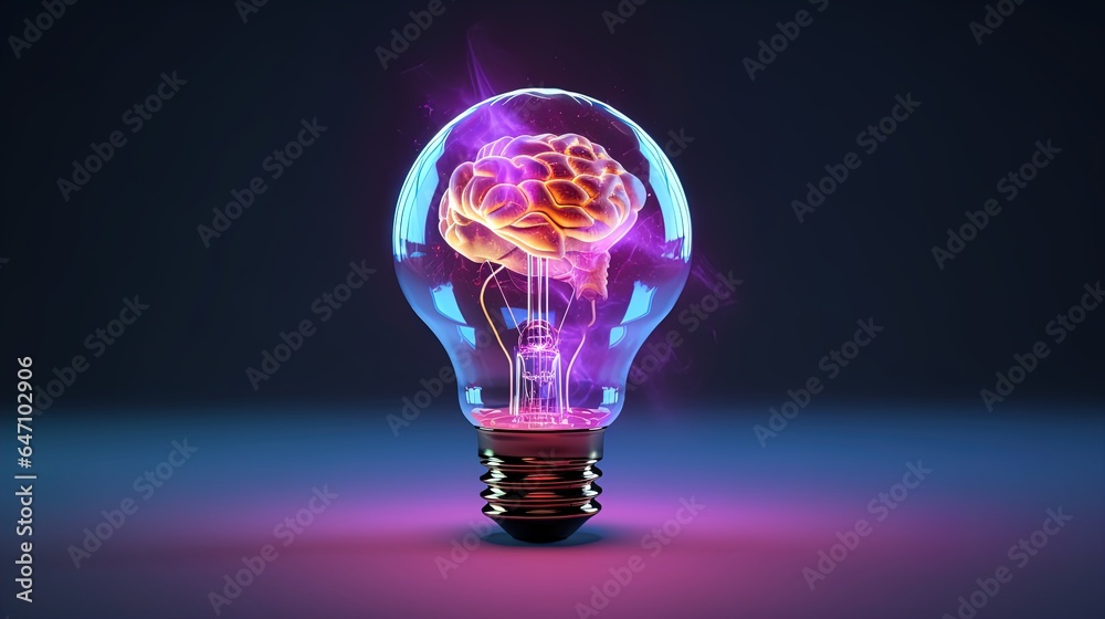 Abstract blue light bulb. Modern, Cyberpunk, Creative Thinking or Business Innovation concept Abstract blue light bulb. Modern, Cyberpunk, Creative Thinking or Business Innovation concept