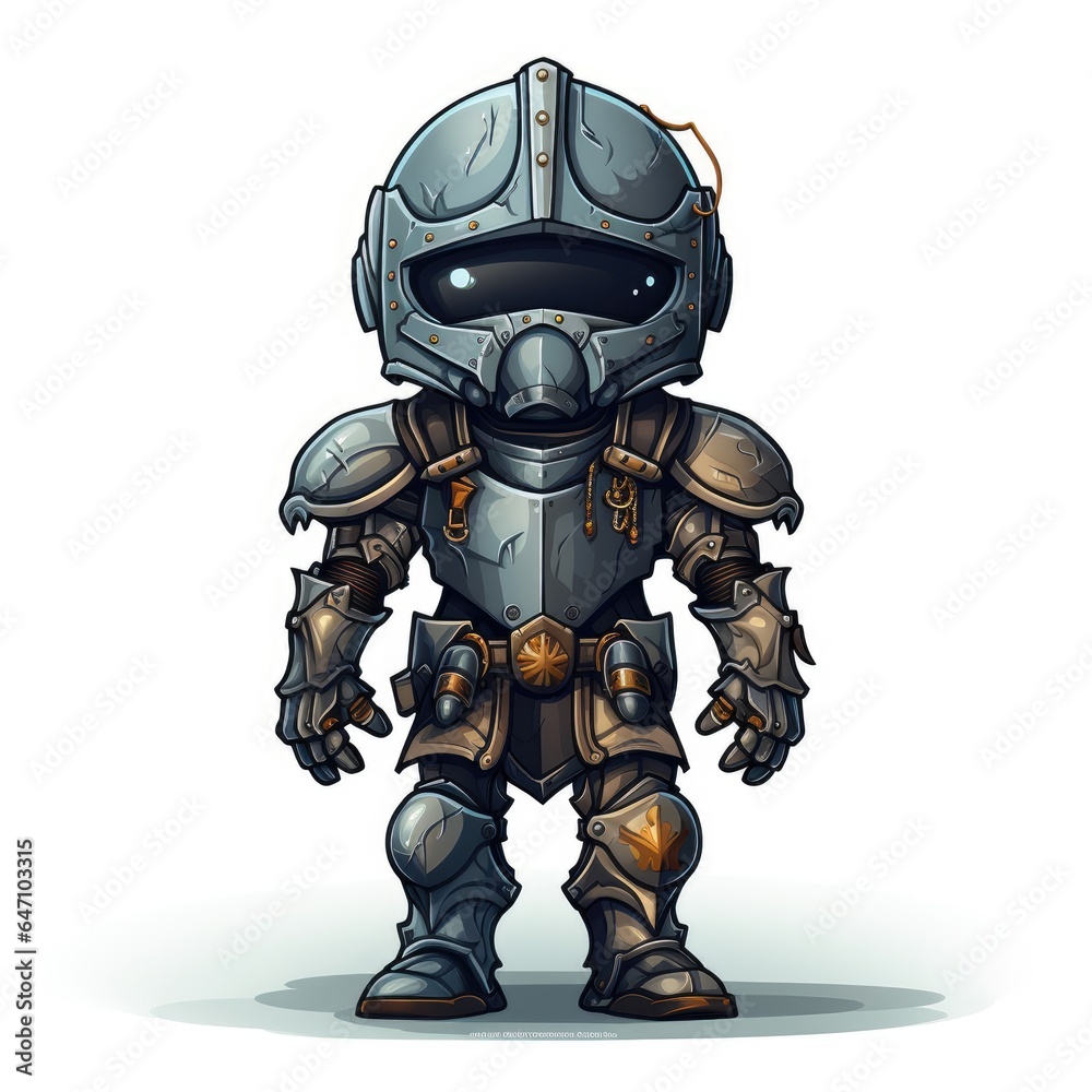 Fototapeta premium Cute Knight with Cartoon Style isolated on a white background