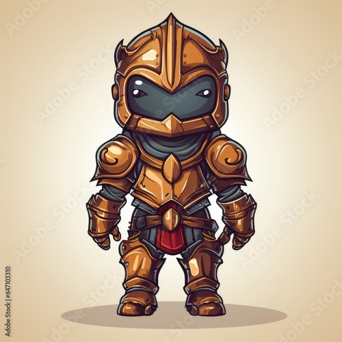Cute Knight with Cartoon Style isolated on a white background
