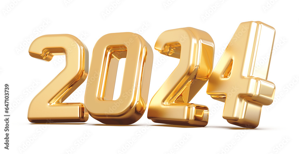 2024 Number Gold 3d Render - New year 2024 Number Gold 3d Render - New year