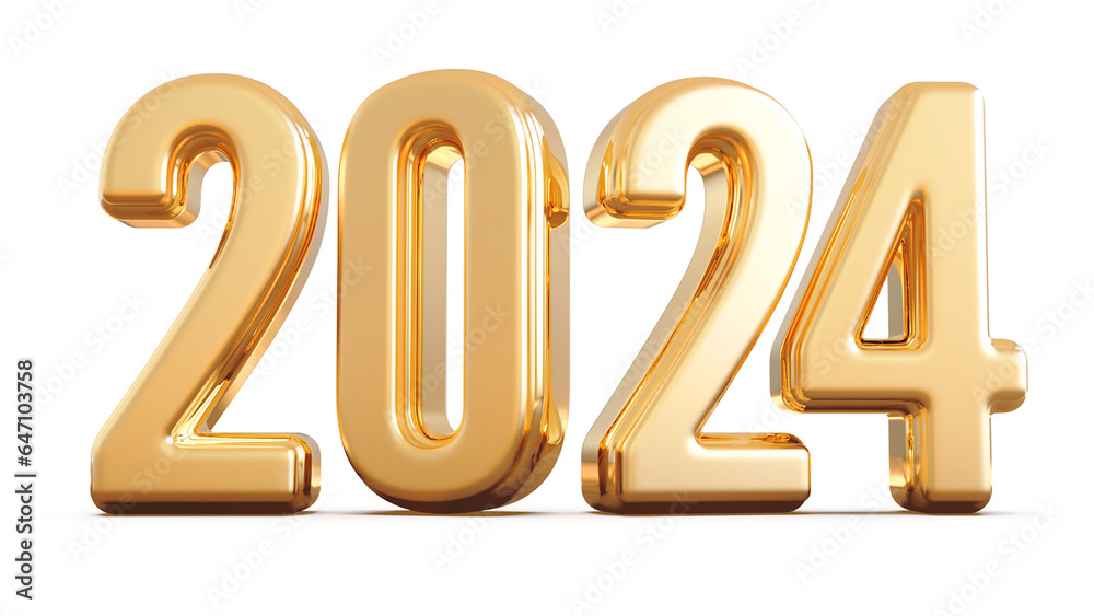 2024 Number Gold 3d Render - New year 2024 Number Gold 3d Render - New year