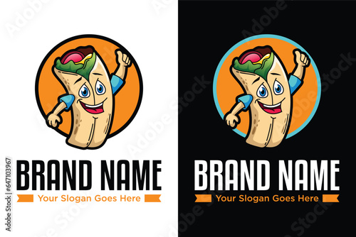 Mascot character design of mexican burritos illustration logo design