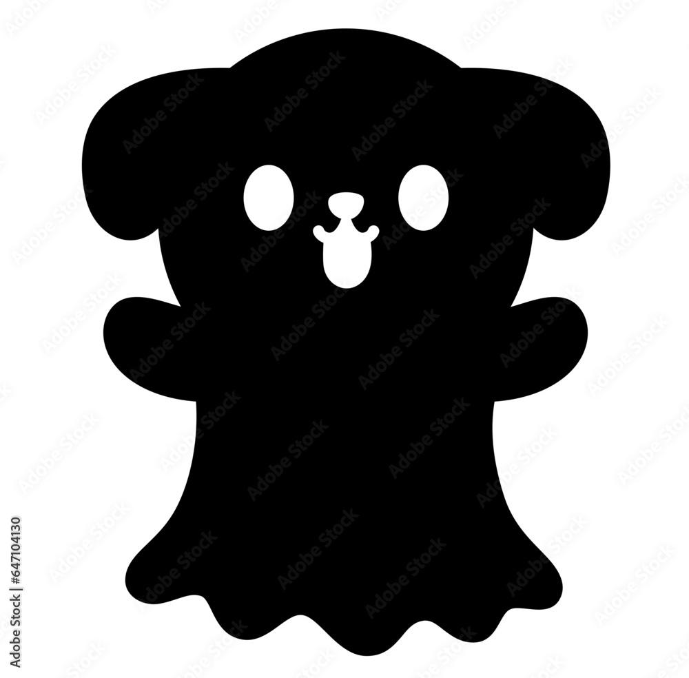 Cute kawaii dog ghost halloween cartoon silhouette Cute kawaii dog ghost halloween cartoon silhouette