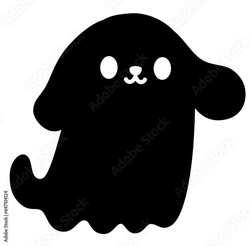 Cute kawaii dog ghost halloween cartoon silhouette