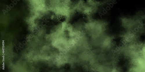 Scene glowing green smoke. ,Green mist or smog moves on black background.Grainy and searched green brush painted grunge texture for wallpaper, cover, card, construction and design.