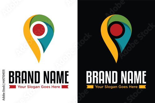 modern Abstract map pin p letter illustration logo design