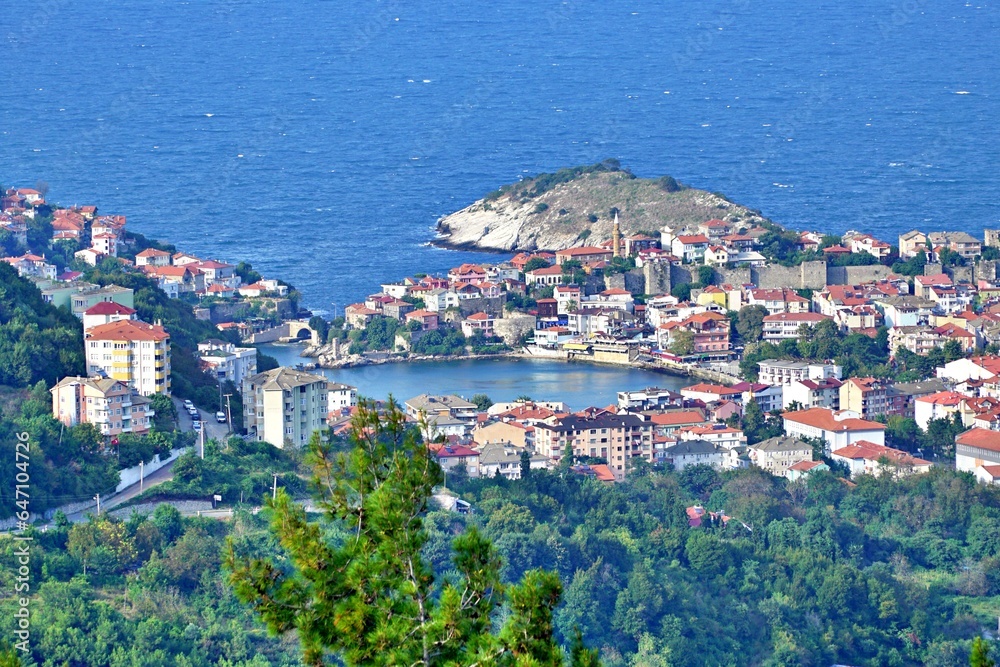 View of old town of Amasra in Bartın district of Turkey.