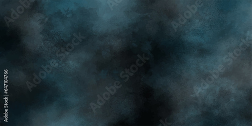 Abstract Smoke In Dark Background. abstract soft blue painting texture background with grunge marbled pattern and rough paint brush strokes in panoramic banner header template backdrop design.