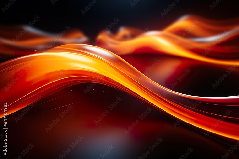 Naklejka premium Dark orange abstract neon lights background, technology business grainy gradient dynamic perspective background