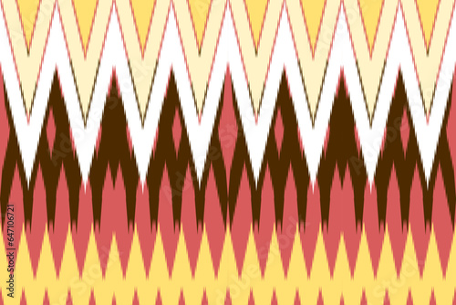 Ethnic abstract ikat art. Seamless pattern in tribal, folk embroidery, and Mexican style. 
Aztec brown geometric art ornament print.Design for carpet,clothing, wrapping,fabric,textile,Ikat
