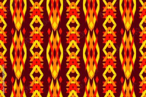 Ethnic abstract ikat art. Seamless pattern in tribal, folk embroidery, and Mexican style. 
Aztec brown geometric art ornament print.Design for carpet,clothing, wrapping,fabric,textile,Ikat
