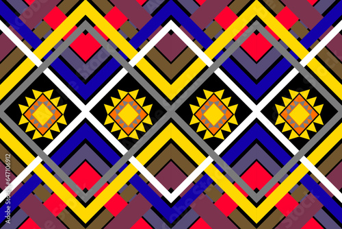 Ethnic abstract ikat art. Seamless pattern in tribal, folk embroidery, and Mexican style. 
Aztec brown geometric art ornament print.Design for carpet,clothing, wrapping,fabric,textile,Ikat
