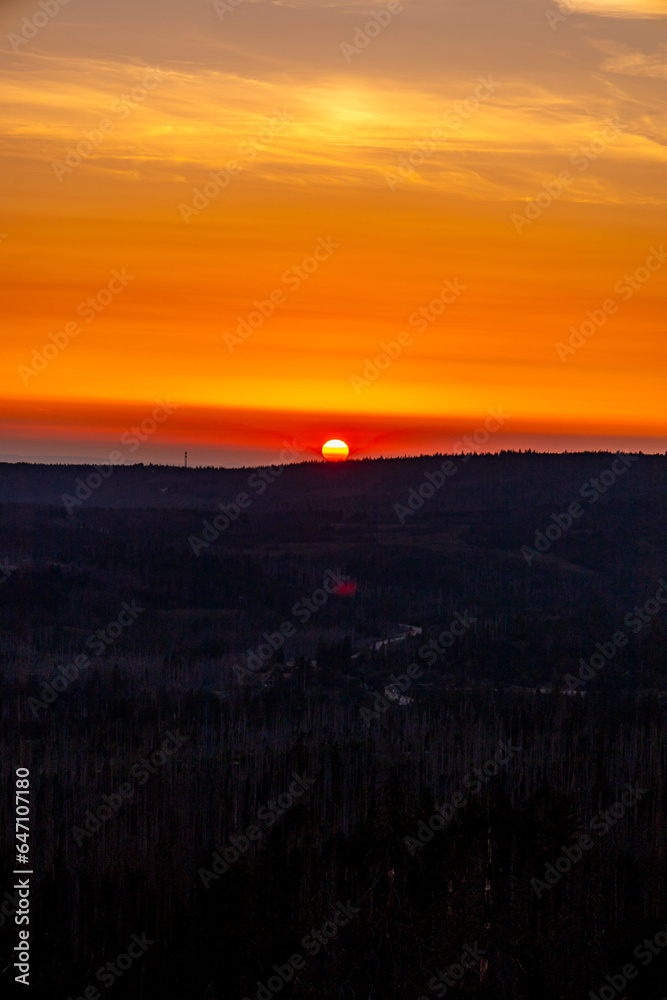 Sonnenuntergangstour durch den Nationalpark Harz auf die Achtermannshöhe bei Torfhaus - Niedersachsen - Deutschland