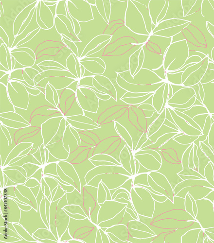Artistic tropical hand drawing two colors floral seamless digital print pattern design Victorian Baroque Flowers and Leaves Vector  Isolated Background in Hawaiian style with big flowers