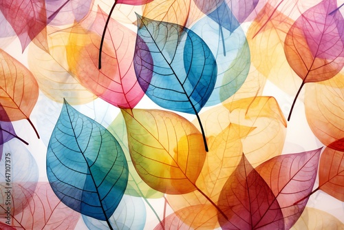 Autumn leaves background Texture Transparent Nature Tree Season Fall Colorful Generative AI