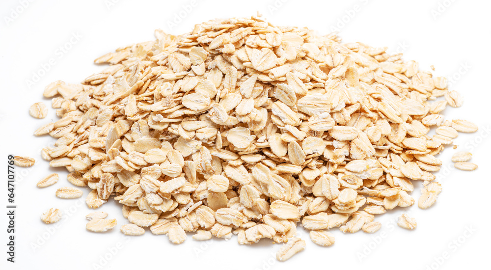 Rolled oats or oats flakes heap isolated on white background. Rolled oats or oats flakes heap isolated on white background.