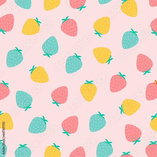 Vector seamless pattern with colorful strawberries