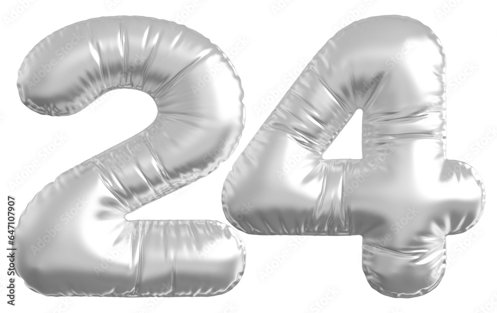 balloon number 24 - silver number