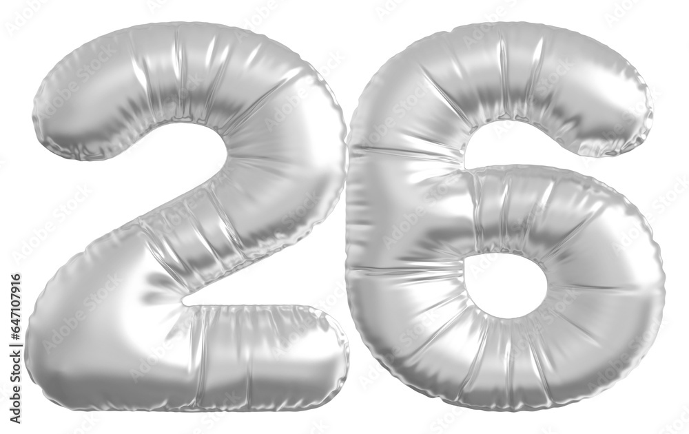 balloon number 26 - silver number