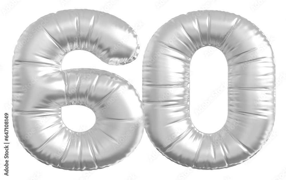 balloon number 60 - silver number
