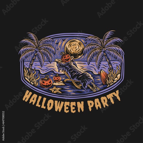t shirt design halloween party vintage vector illustration photo