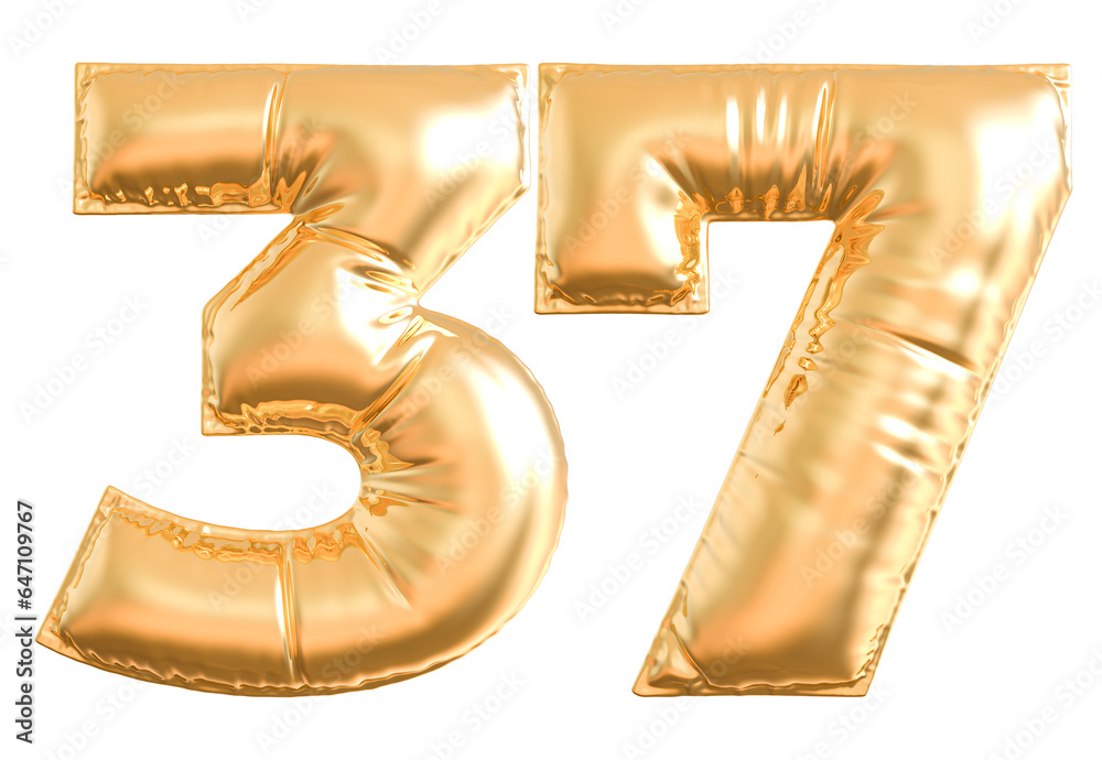 balloon number 37 - gold number