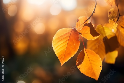 Beautiful orange and golden autumn leaves. AI Generative
