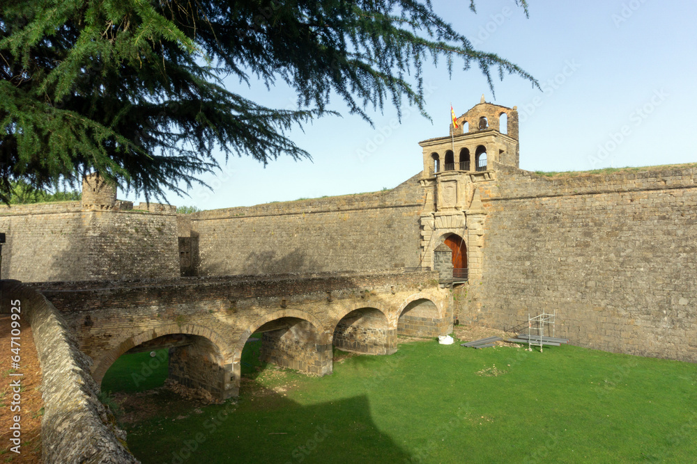 Entrance to the citadel of Jaca or Saint Peter's Castle (16th-17th centuries). Huesca, Aragon, Spain.