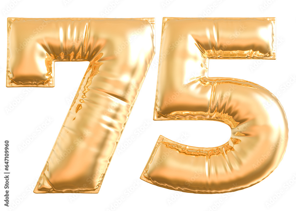 balloon number 75 - gold number balloon number 75 - gold number