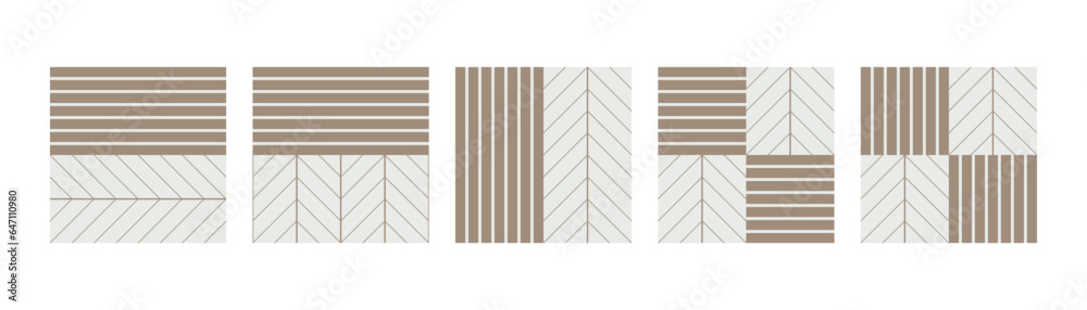 Fototapeta premium Set of Scandinavian seamless patterns with different lines and shapes