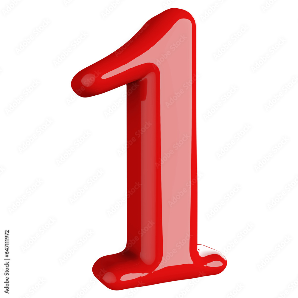 1 Number Red 3D Render 1 Number Red 3D Render