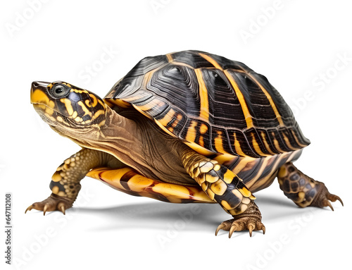 Ornate Box Turtle on isolated transparent background