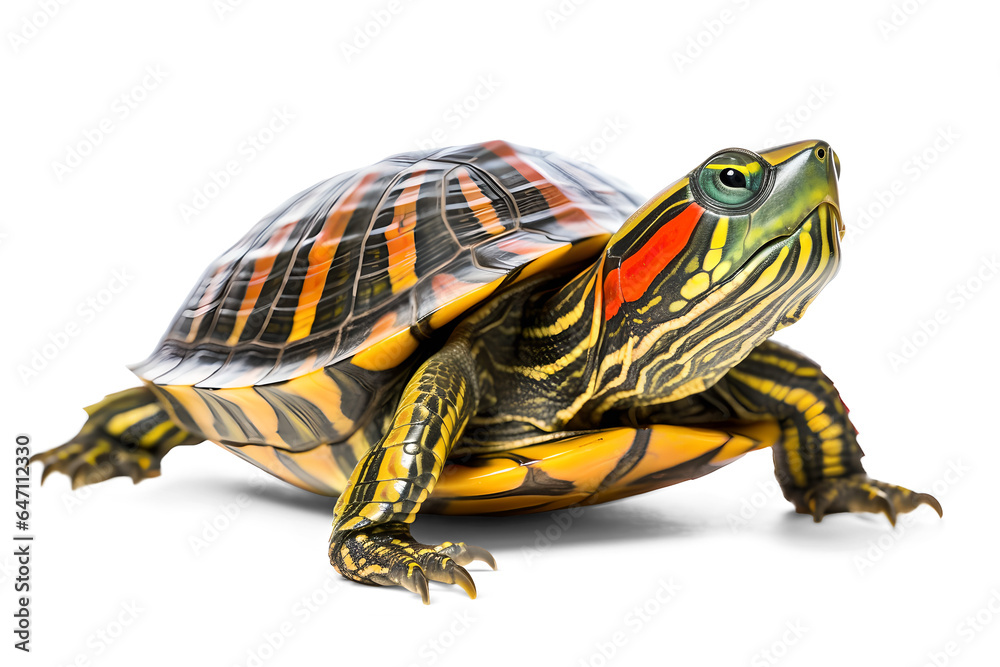 Obraz premium Red eared turtle pet on isolated transparent background